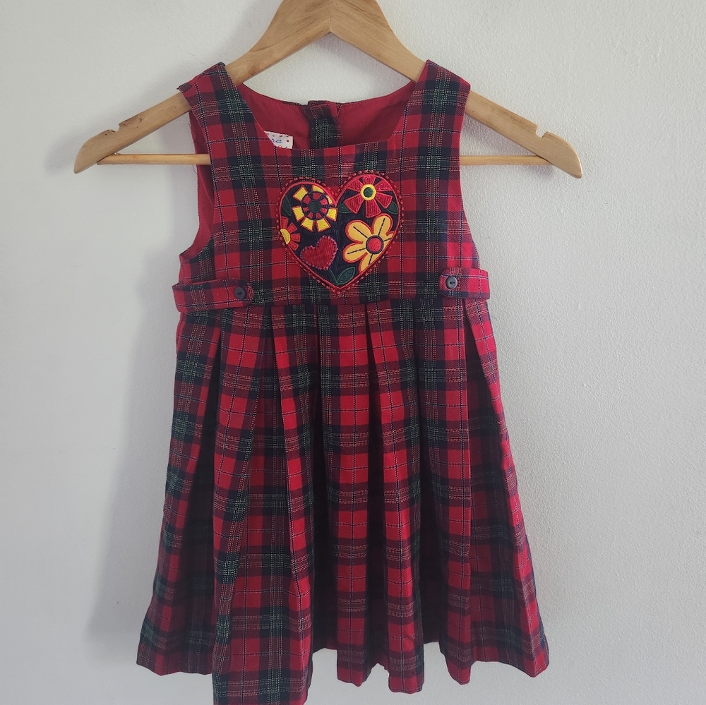 Vintage Samara Plaid & Floral Holiday Christmas Dress Size 4